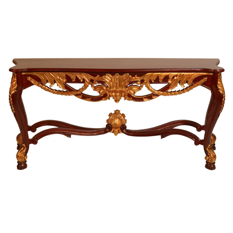 Kishore 66.5'' Solid Wood Console Table, Black, Black/Gold