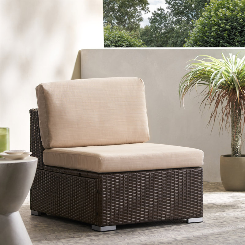 Chaise de patio avec coussins, Beige, Brun