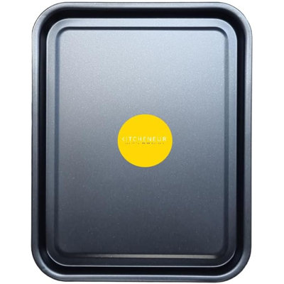 Essential 38cm Baking Tray Set - Non-Stick Oven Trays polytetrafluoroethylene Coated for Baking & Roasting Durable, Dishwasher Safe & Stackable Bakeware for Easy Cleaning & Space-Saving Storage by KITCHENEUR