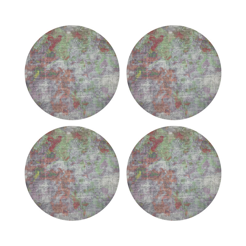 Impressionism Spring Vegan Leather Round Coasters, Holiday