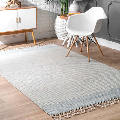 Tapis bleu clair en laine Margaux