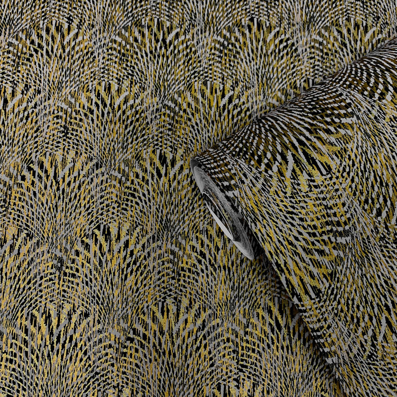 Boutique Geometric Fan Wallpaper Roll, Gold