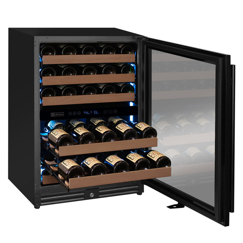 Allavino Reserva Series - 51 Bottle Dual Zone Built-in Luxury Wine Refrigerator with Black Door - Right Hinge, Left Handed