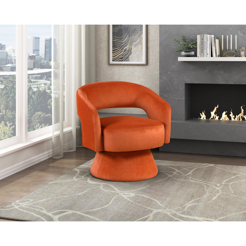 Fauteuil d'appoint pivotant en velours de luxe moderne, Orange