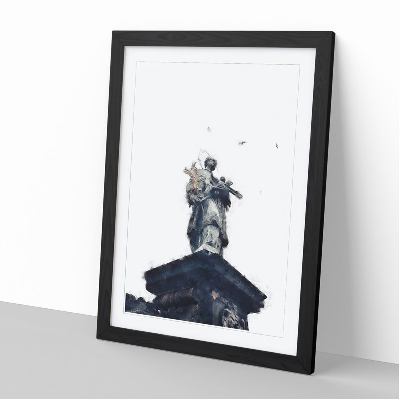St. John of Nepomuk Statue in Prague - Picture Frame Graphic Art, 48cm H x 36cm W x 2cm D, Black