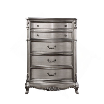 French Provincial Chest With Ornate Carvings & Decorative Handles, Luxury Storage Chest For Bedroom