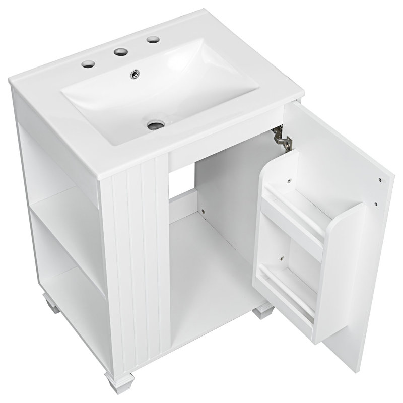 Meuble-lavabo de salle de bain avec lavabo, Blanc