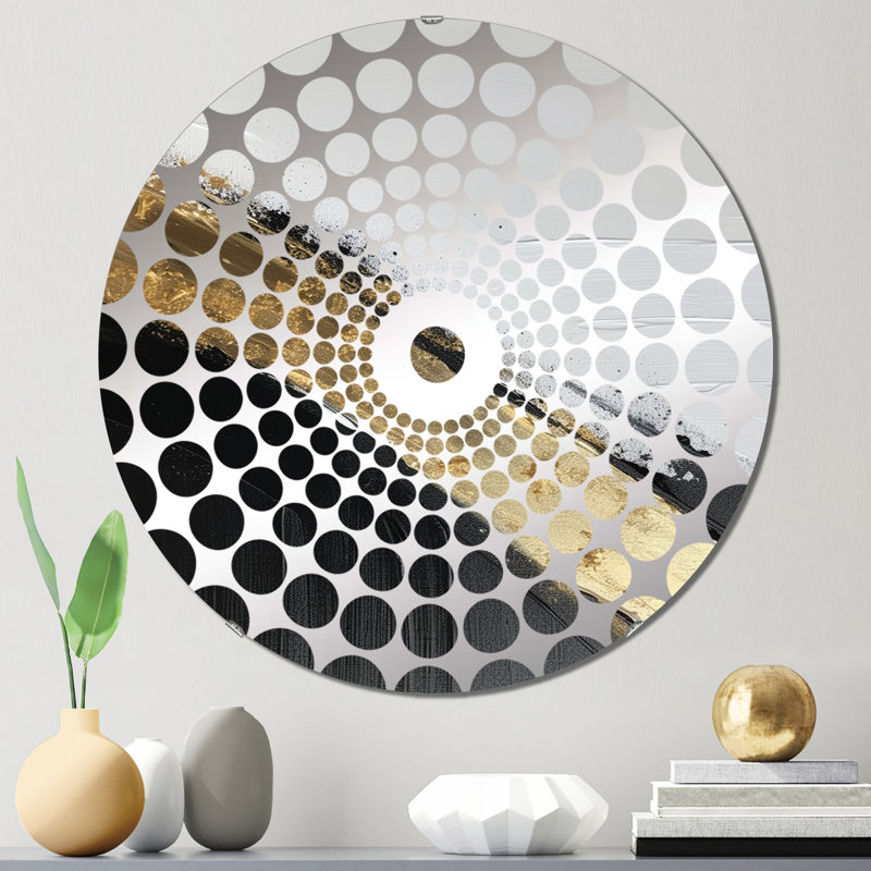 Peinture géométrique abstraite géométrique «I» - miroir décoratif à cercles concentriques, 23,6 po x 23,6 po