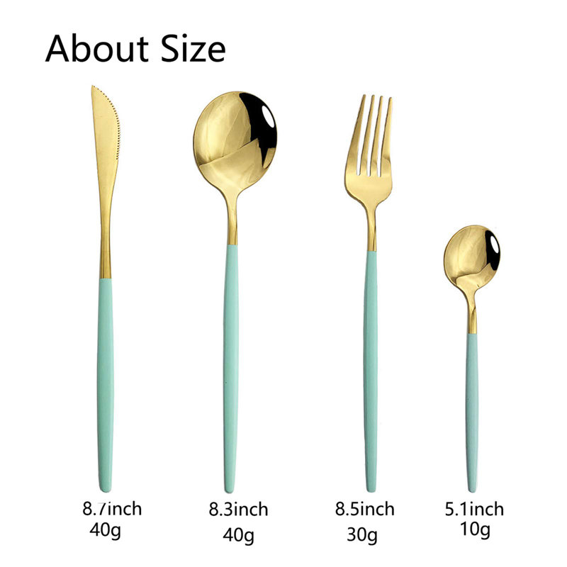 Flatware Serving Set 24 Piece, Green Gold