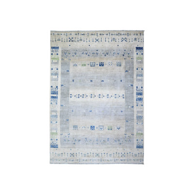 6'0" x 8'8" New Hand Knotted Grey Wool Rectangle Oriental Rug - MOA10274692