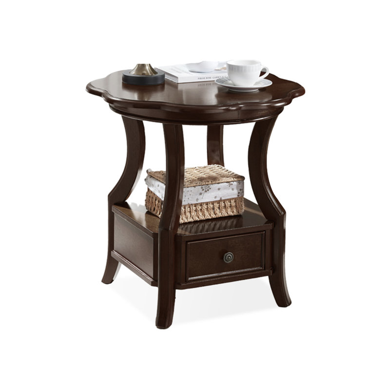 Modern Solid Wood End Table, Nut Brown