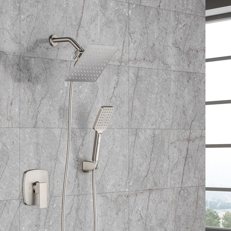 Robinet de douche complet avec valve brute Rainlex, Nickel brossé