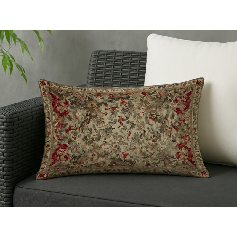 Coussin décoratif intérieur et extérieur Modern, Rectangle H 20 po x l 14 po, Brun floral 54