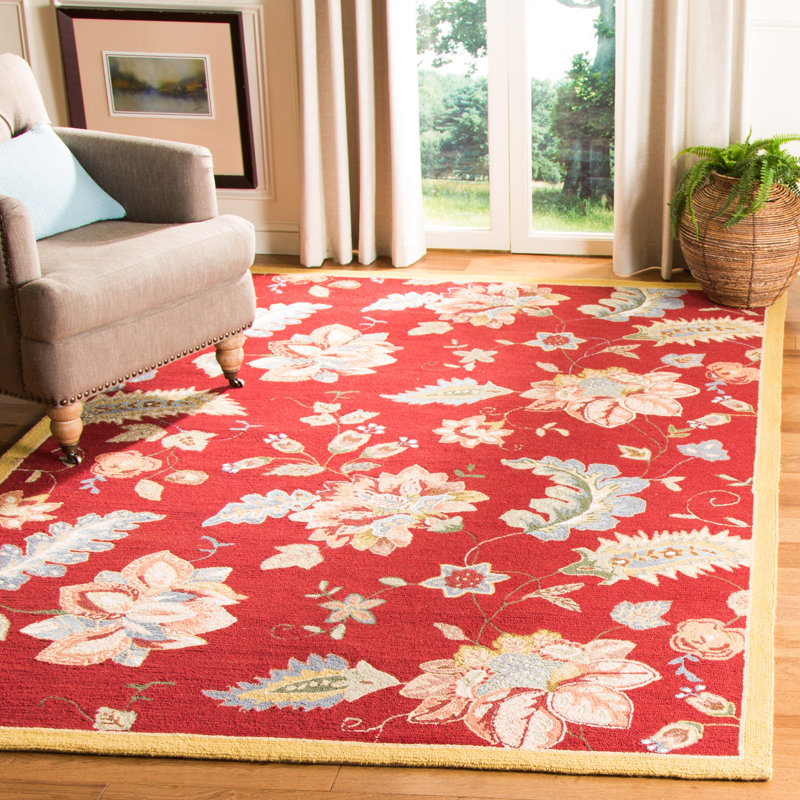 Chelsea Hand Hooked Wool Floral Rug, Rectangle 1'8" x 2'6"