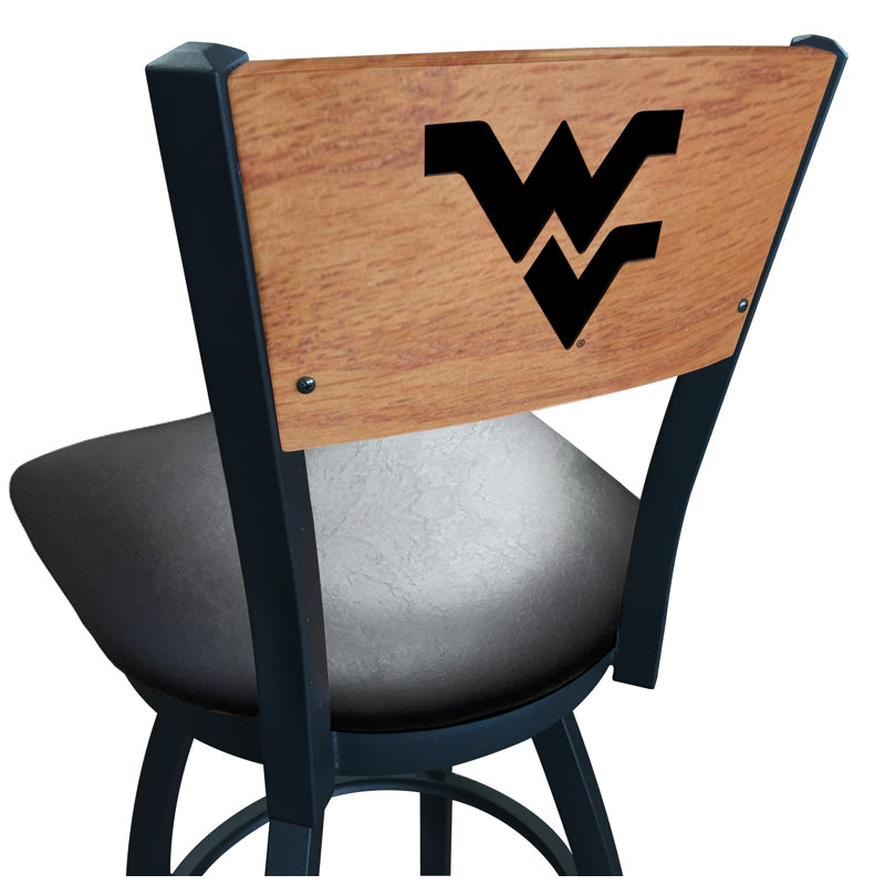 Tabouret tournant NCAA, Vinyle noir, Mountaineers de West Virginia, Tabouret de comptoir (siège d'une hauteur de 25 p