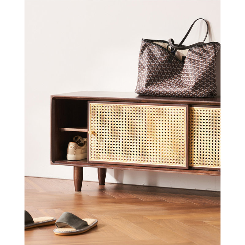 31.5" Brown Rectangular Solid Wood Shoe Storage