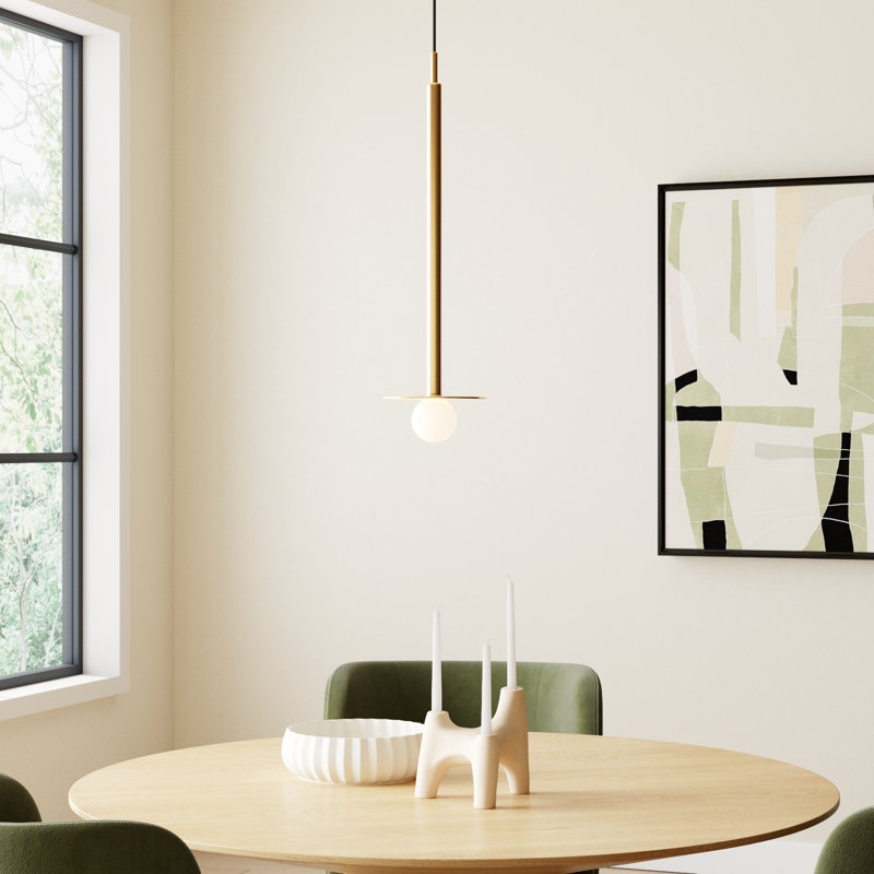 Allegra 1-Light Metal Pendant, Burnished Brass, 30" H x 8" W x 8" D