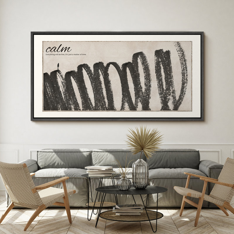 «Geometric Line Zen Simplicity Calm and Simple, Bold Brushstrokes», reproduction sur toile encadrée, H 30 po x l 60 po