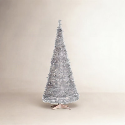 Silver 7.5' Pre-Lit Pine Christmas Tree