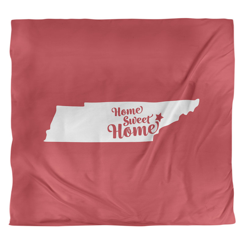 Housse de couette réversible simple Home Sweet Knoxville, Microfibre, Housse de couette pour très grand lit, Rouge