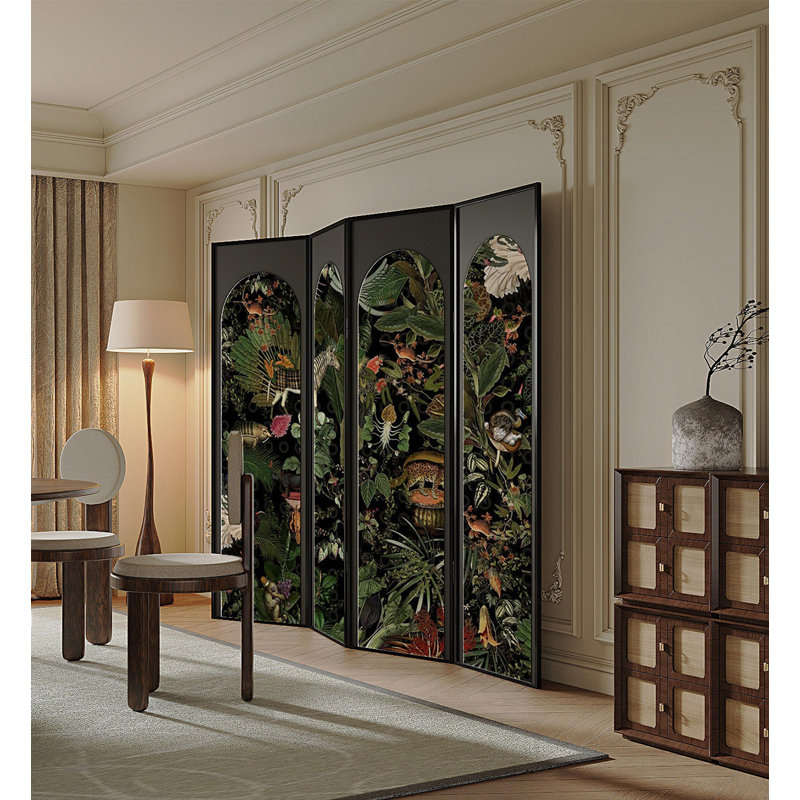 Paravent de salon français en bois massif, 4, 74.8" H x 78.7" W x 1.2" D