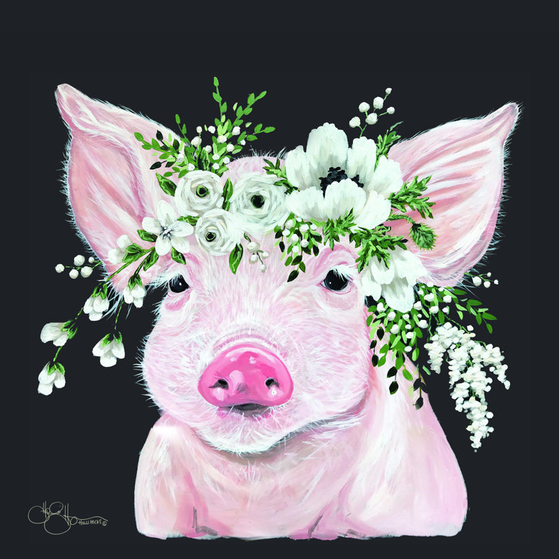 «Poppy the Pig» par Hollihocks, reproduction d'art, H 12 po x l 12 po, Non, Toile tendue