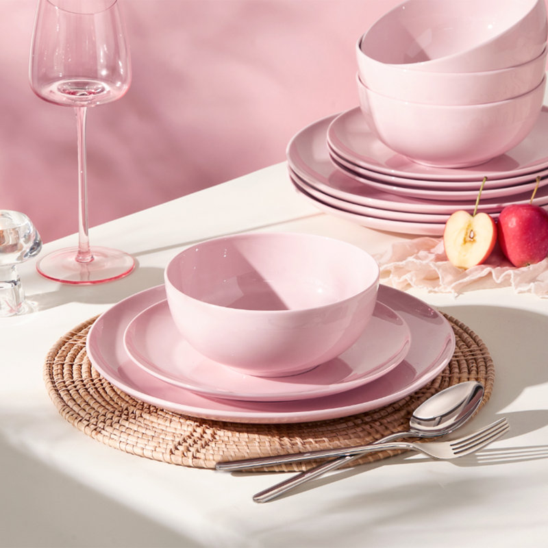 Service de table 12 pièces, service pour 4, Rose