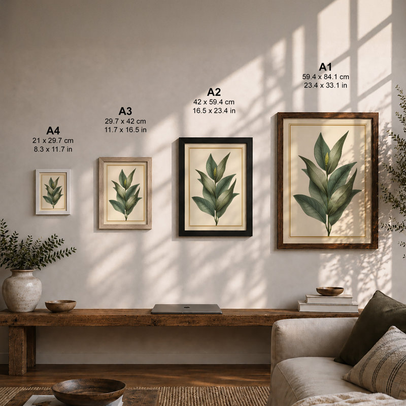 Study Botanical - Framed Print, Black, A4 - 29.7 x 21.0 cm