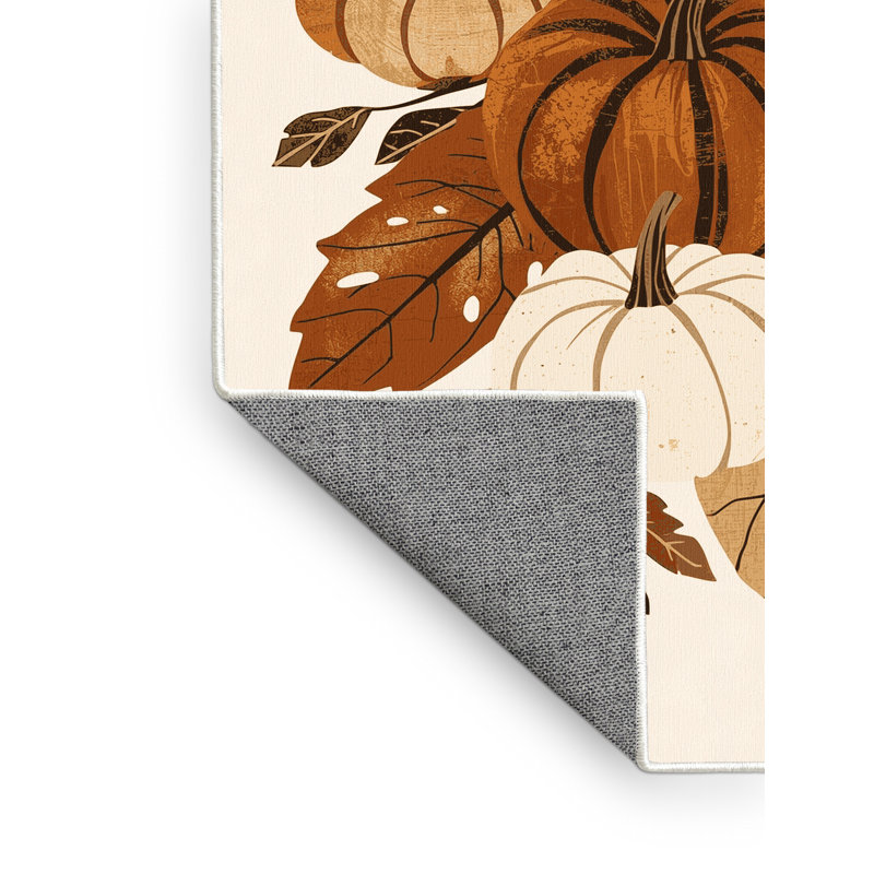 Tapis beige moderne et contemporain lavable à la machine Midtown Thanksgiving, 3 X 5
