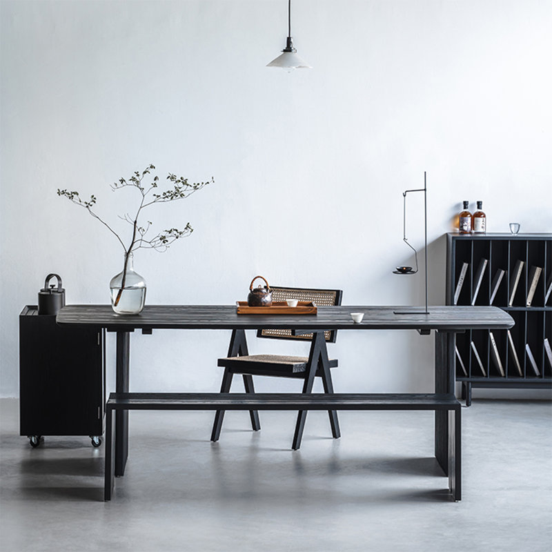 Black Rectangular Solid wood Butterfly Leaf Dining Table, 29.53"H x 62.99"L x 31.5"W