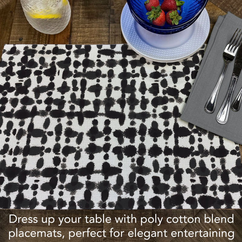 Foundry Select Black & White 4-Pack Cotton Blend Rectangular Placemats