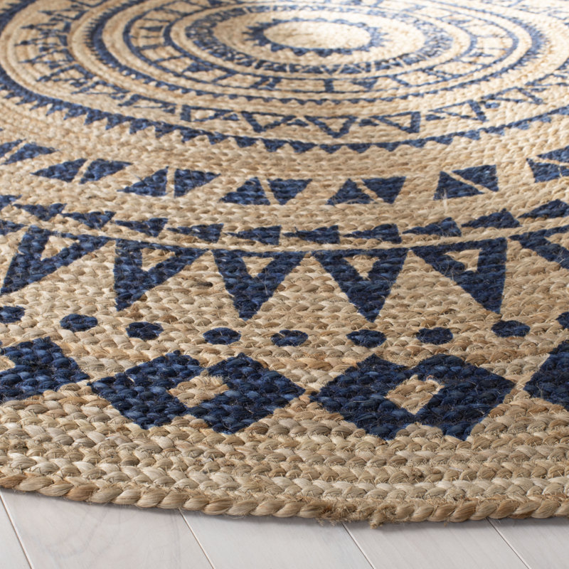 Detweiler Hand Woven Jute Oriental Rug, Round 4' x 4'