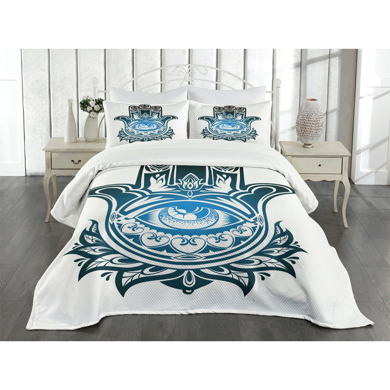 Adlar Polyester No Pattern Bedspread with Pillow Shams Included, 220 x 264 cm Bedspread - 2 Shams