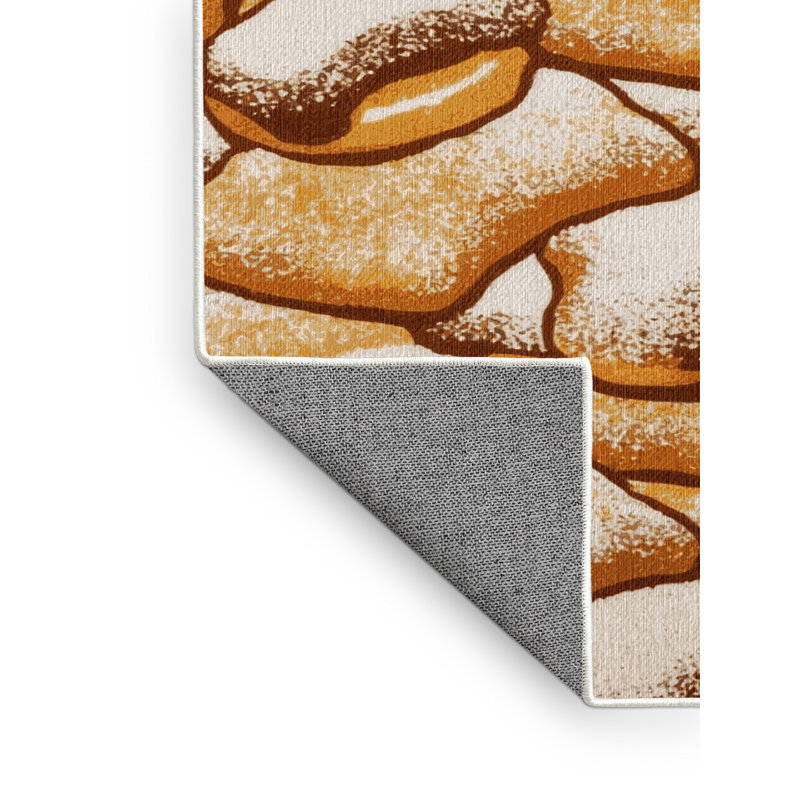 Washable Beignets Desserts Area Rug, Square 8'
