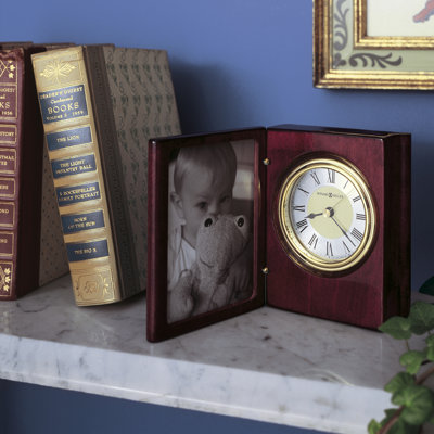Traditional Roman Numeral Quartz Movement / Crystal Tabletop Clock in Rosewood Hall/Polished Brass