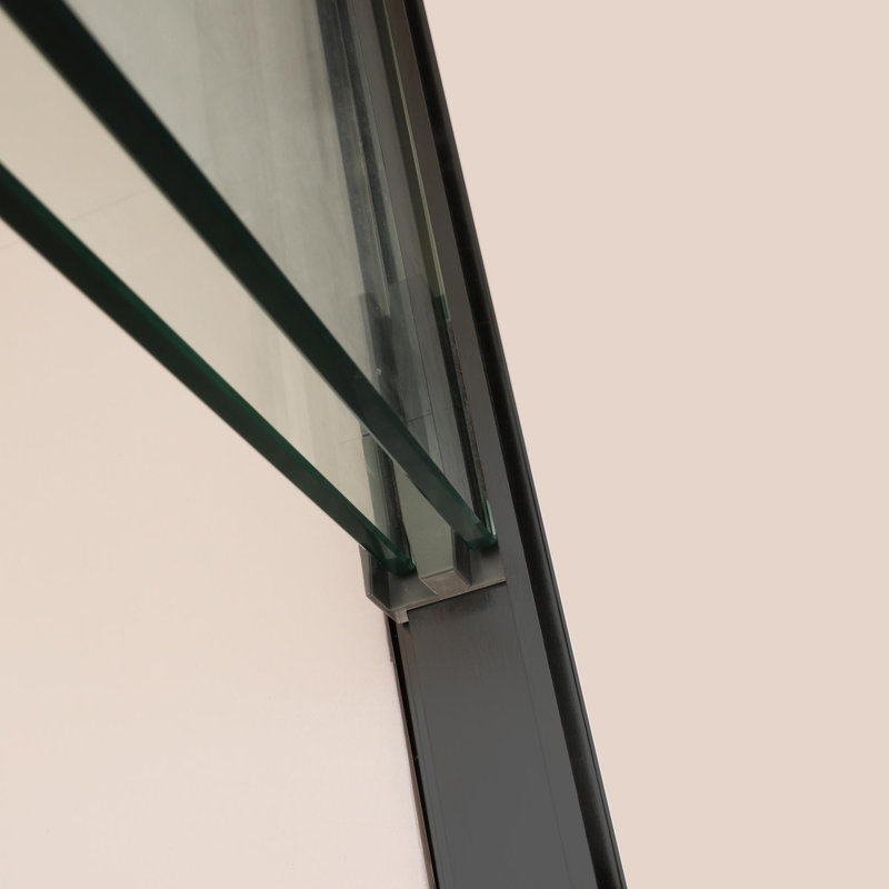 48"Wx 76"H Semi-Frameless Double Sliding Shower Door, Matte Black