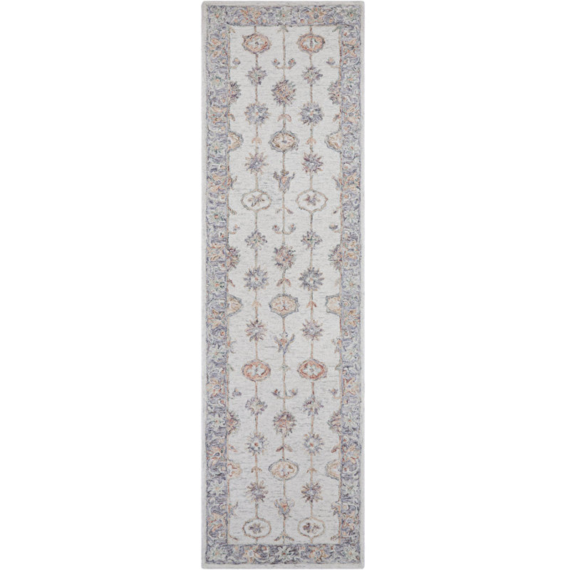 Spice Market Oriental Hand Tufted Wool Cream/Lavender/Light Green Area Rug, Runner 2'3" x 8'