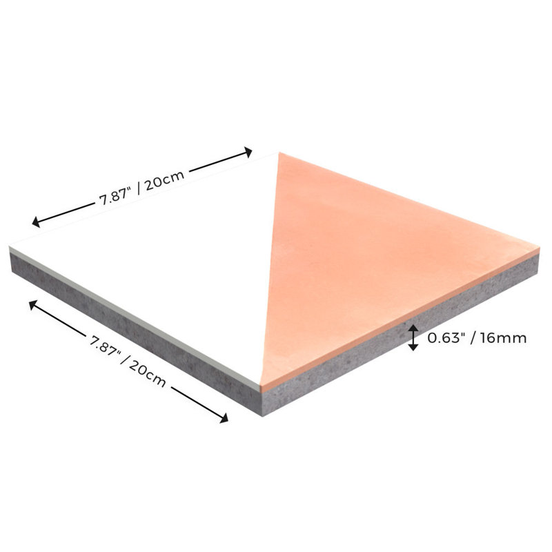 Man Overboard 8" x 8" Cement Wall & Floor Tile, Smoky Coral & White