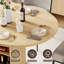 55"W Extendable Round Dining Table for 4–6 with Fluted Base & Large Space Storage Cabinet Oval Dinner Kitchen Table for Kitchens, Dining/Living Rooms-1482317490