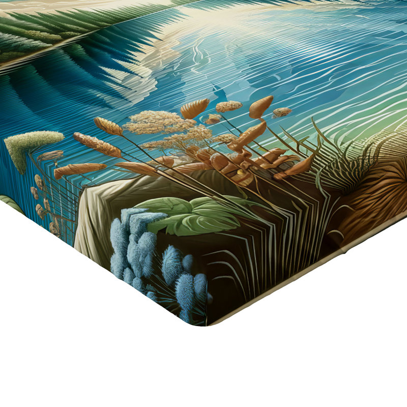 Drap-housse paysage Ambesonne_ Symétrie de rivière et de forêt_ vert bleu, Simple TG
