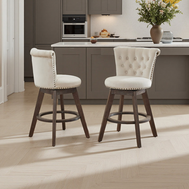 Ensemble de 2 tabourets de bar 26 po Beige