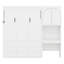Lit escamotable avec bureau, armoire de rangement, lumière DEL, cadre de lit mural pliable Farmhouse, tablettes de rangement multiples-133280386