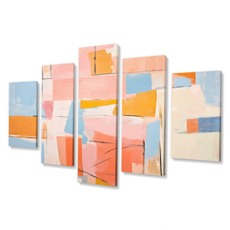 Éphémères pensées de Colorfields II - reproduction d'art sur toile abstraite - 5 panneaux