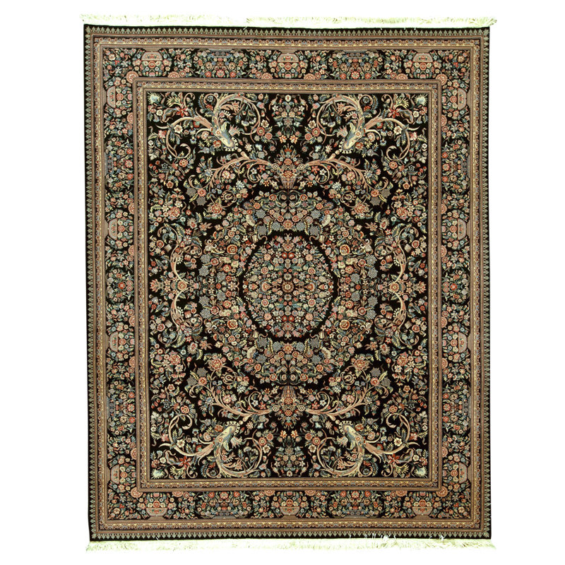 Tapis rectangulaire en laine noué à la main