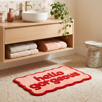 Red and Pink Non-Slip Backing Bath Mat