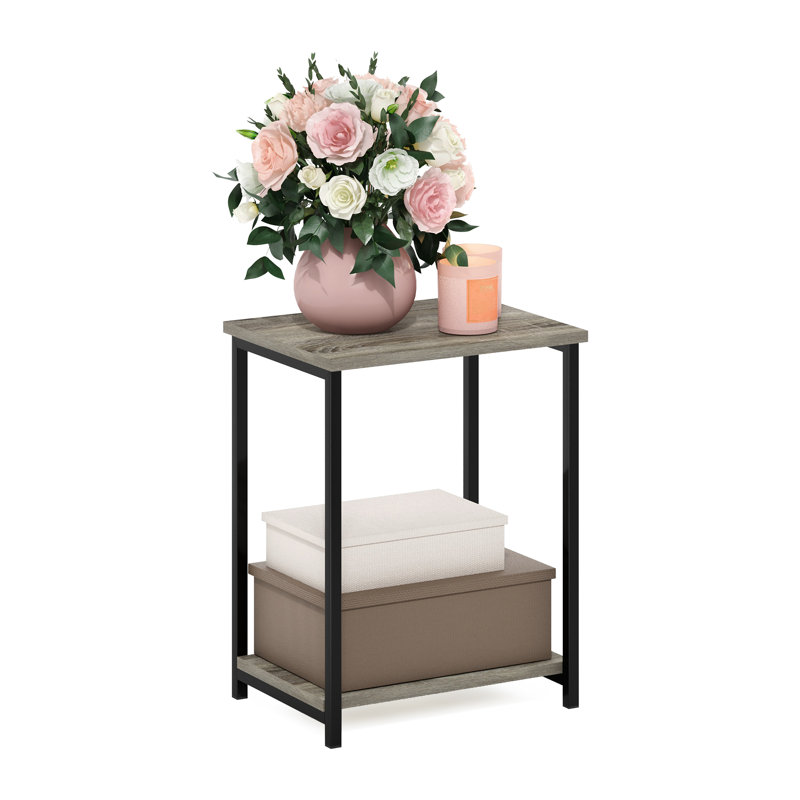 Wogina Industrial Metal Frame End Table, 1-Pack, Oak