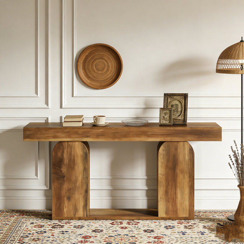 Rustic Console Table Sofa Table Hallway Table, Dark Brown