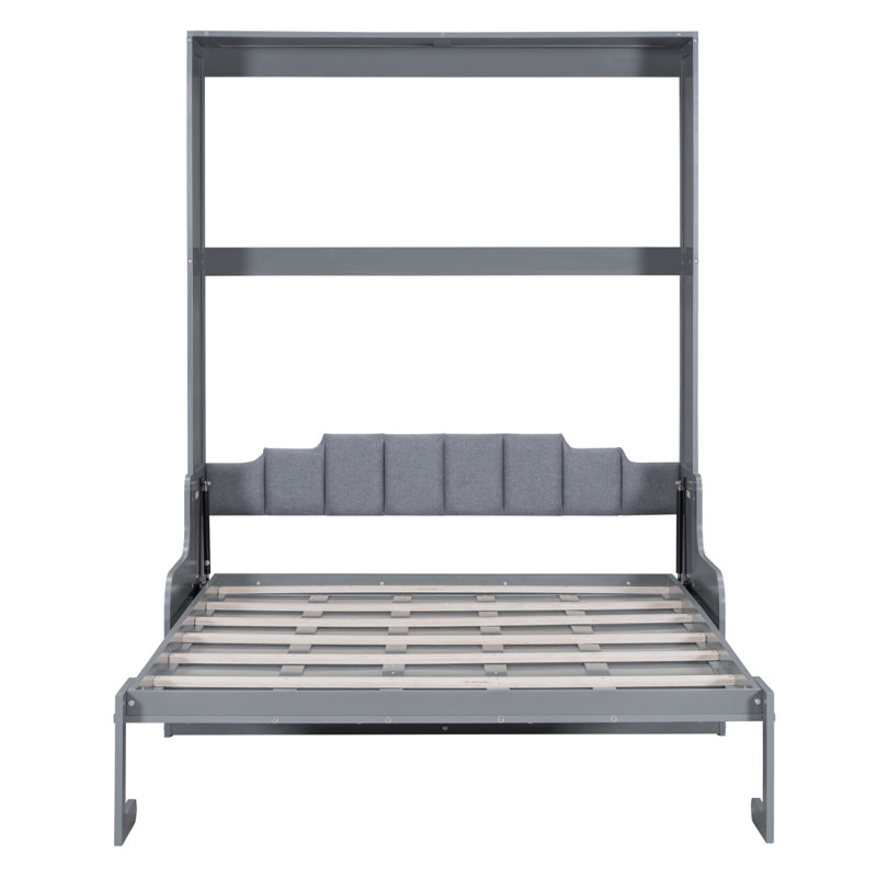 Grand lit escamotable mural avec coussin, grand, Gris