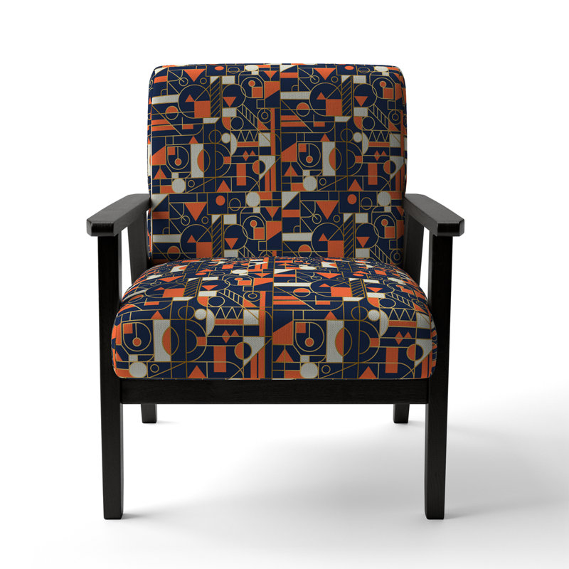 Fauteuil d'appoint rembourré à motif rétro géométrique