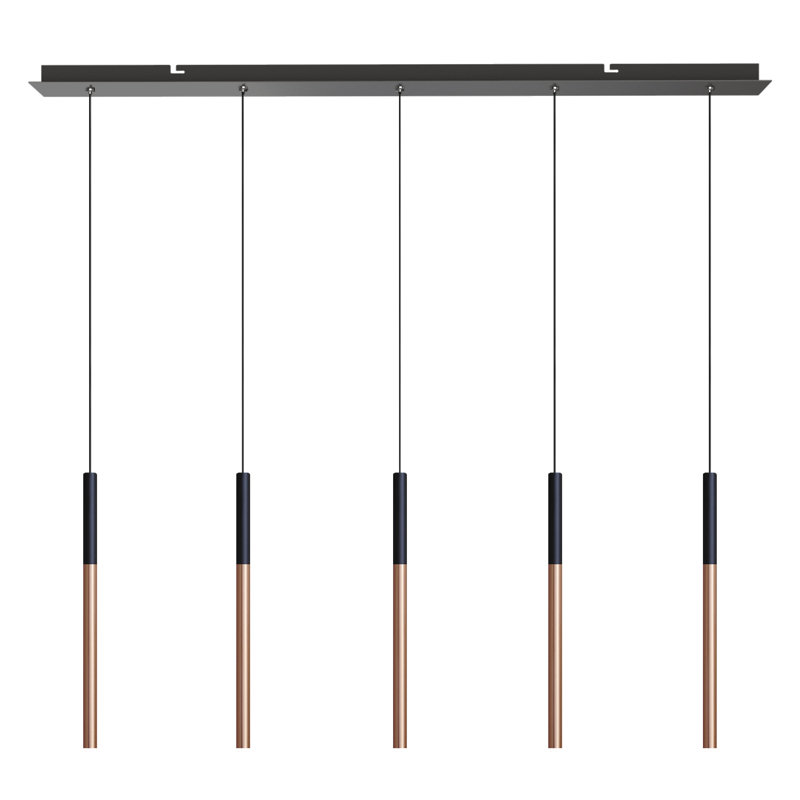 Baileyton 5 - Light Kitchen Island Pendant, Black Top/Brushed Copper